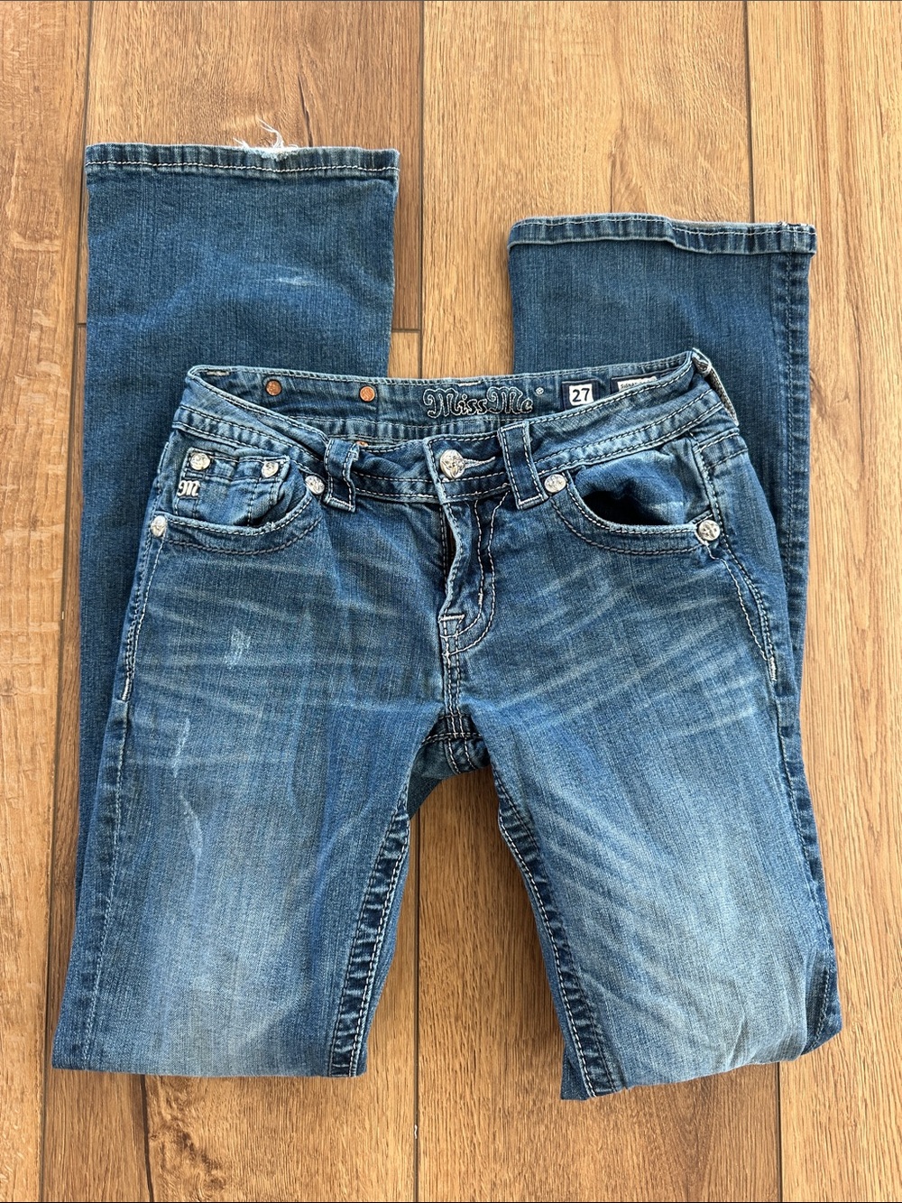Miss Me Distressed Medium Blue Bootcut Jeans